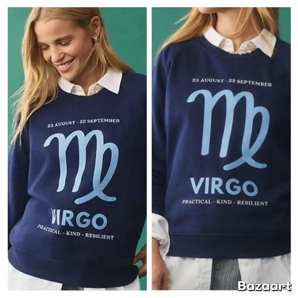 NWT Anthropologie  The Zodiac Sweatshirt by Catherine O'Sullivan : VIRGO Sz XS - Picture 1 of 6